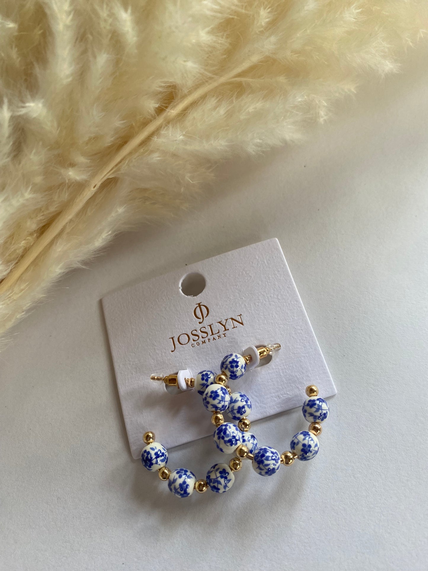 Blue Porcelain Hoops