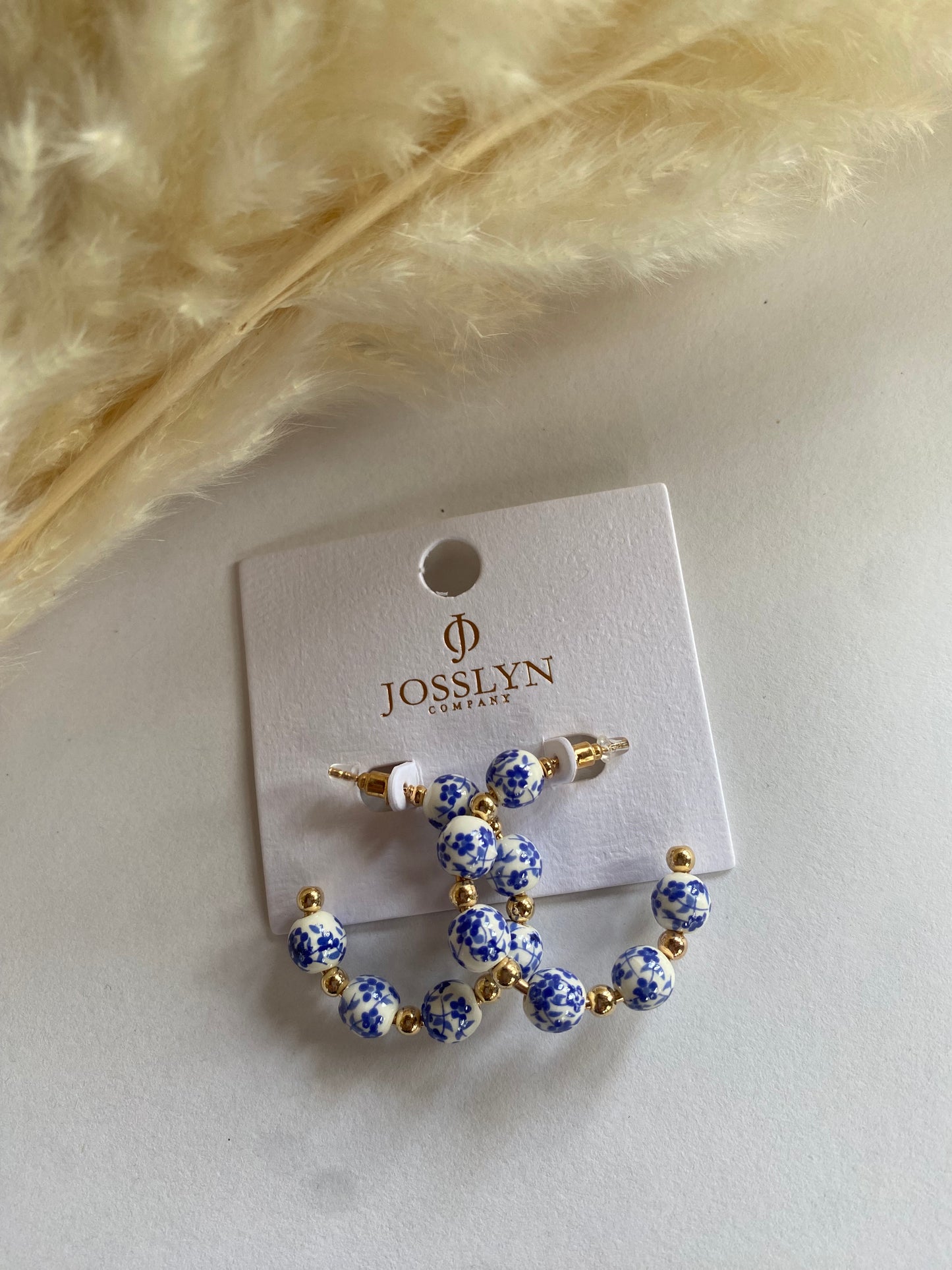 Blue Porcelain Hoops