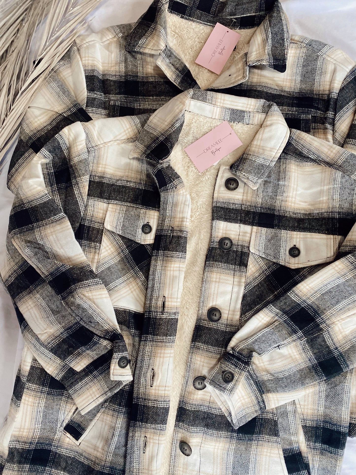 Black Plaid Sherpa Jacket