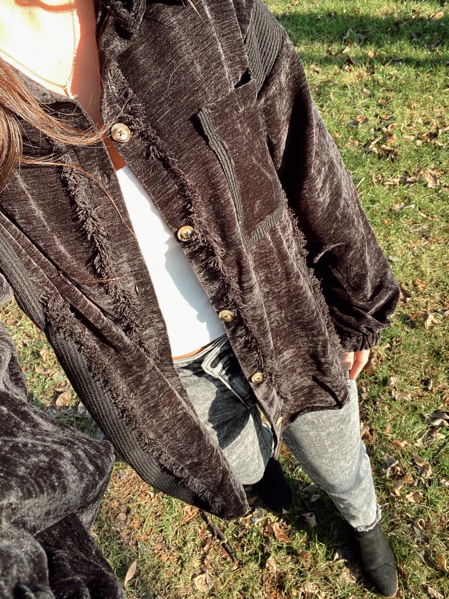 Black Fringe Shacket