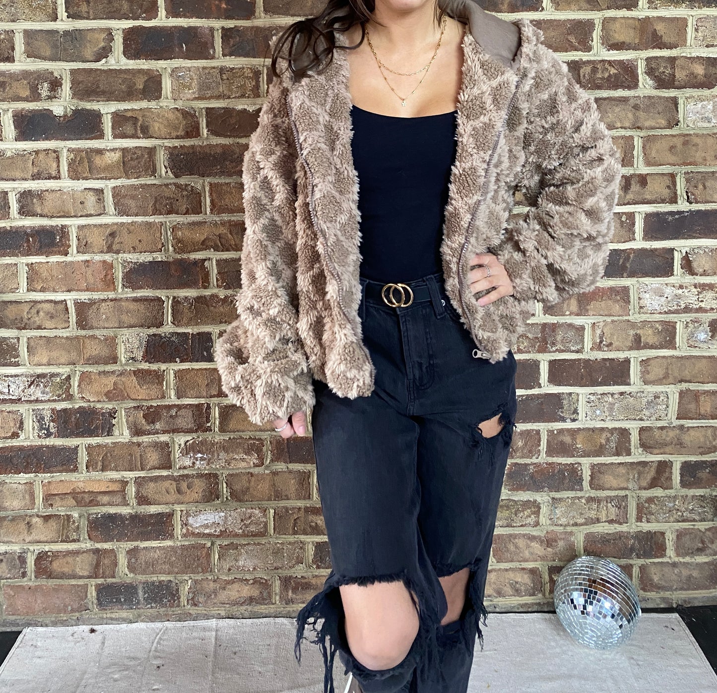 Fuzzy Zip Up Jacket