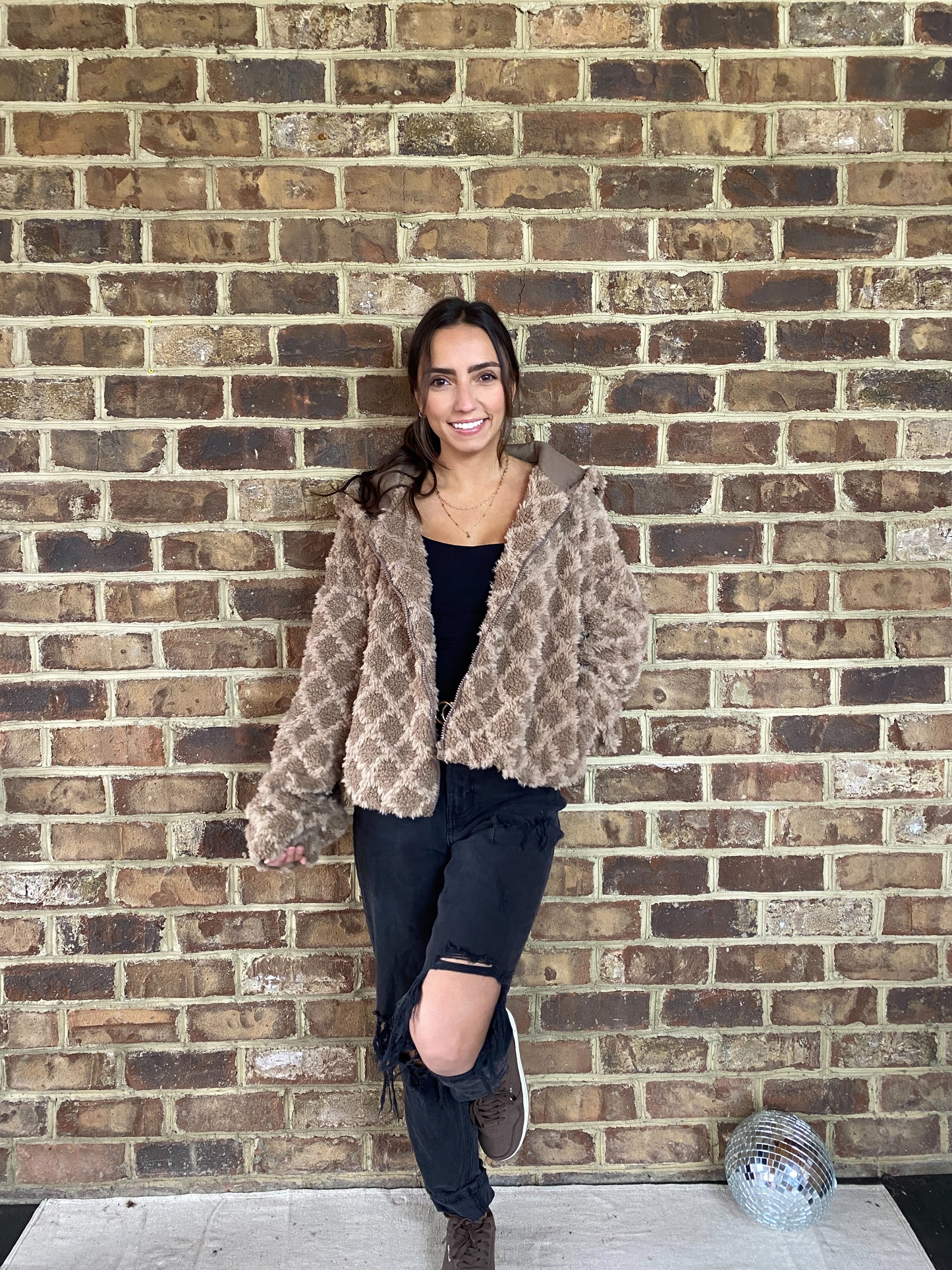 Fuzzy Zip Up Jacket