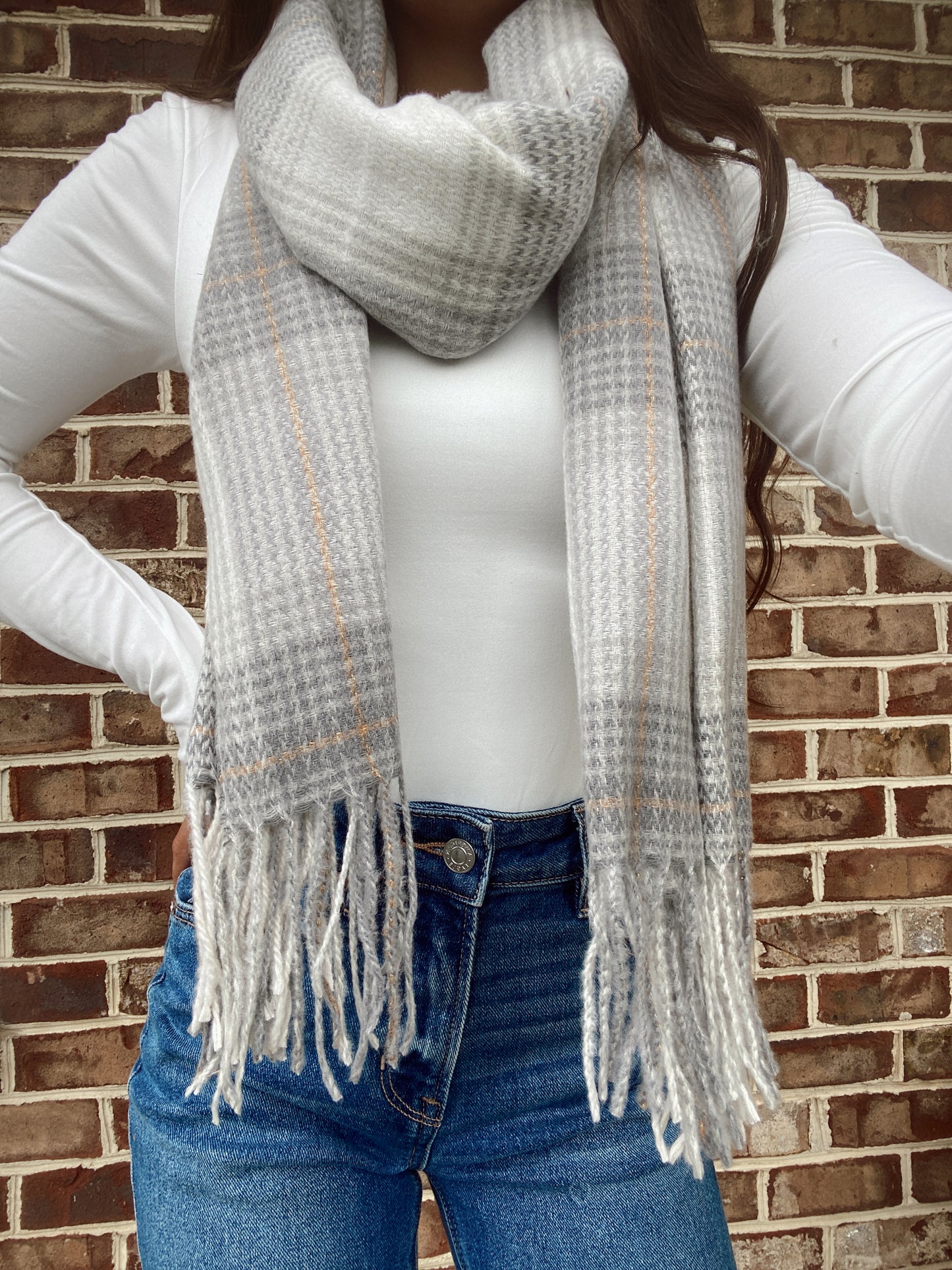 Gray Plaid Scarf