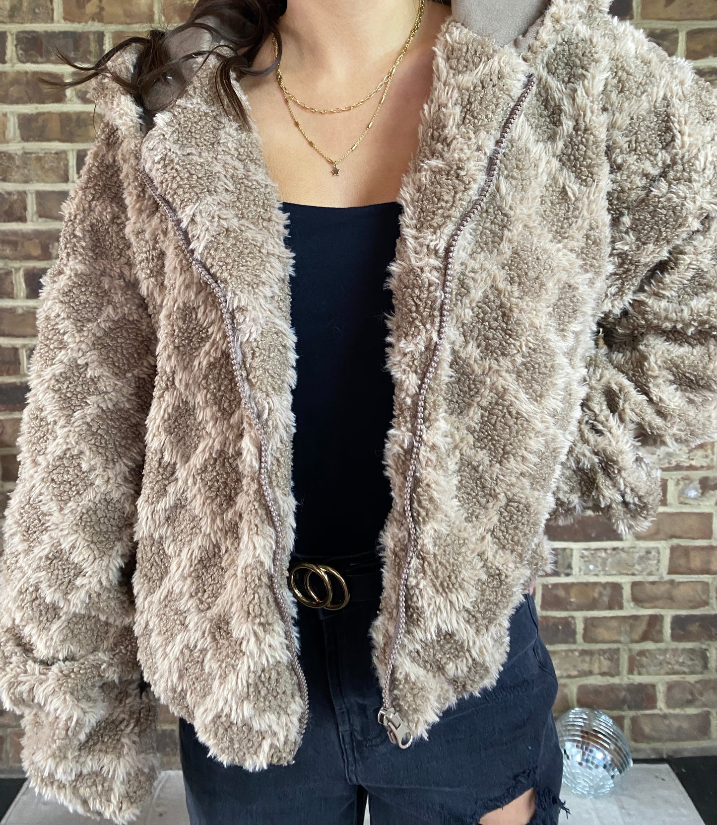Fuzzy Zip Up Jacket