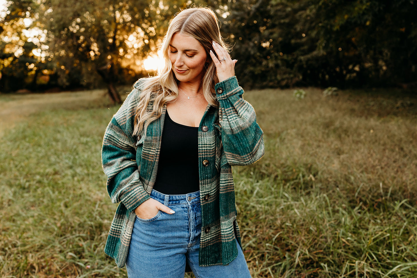 Green Plaid Shacket