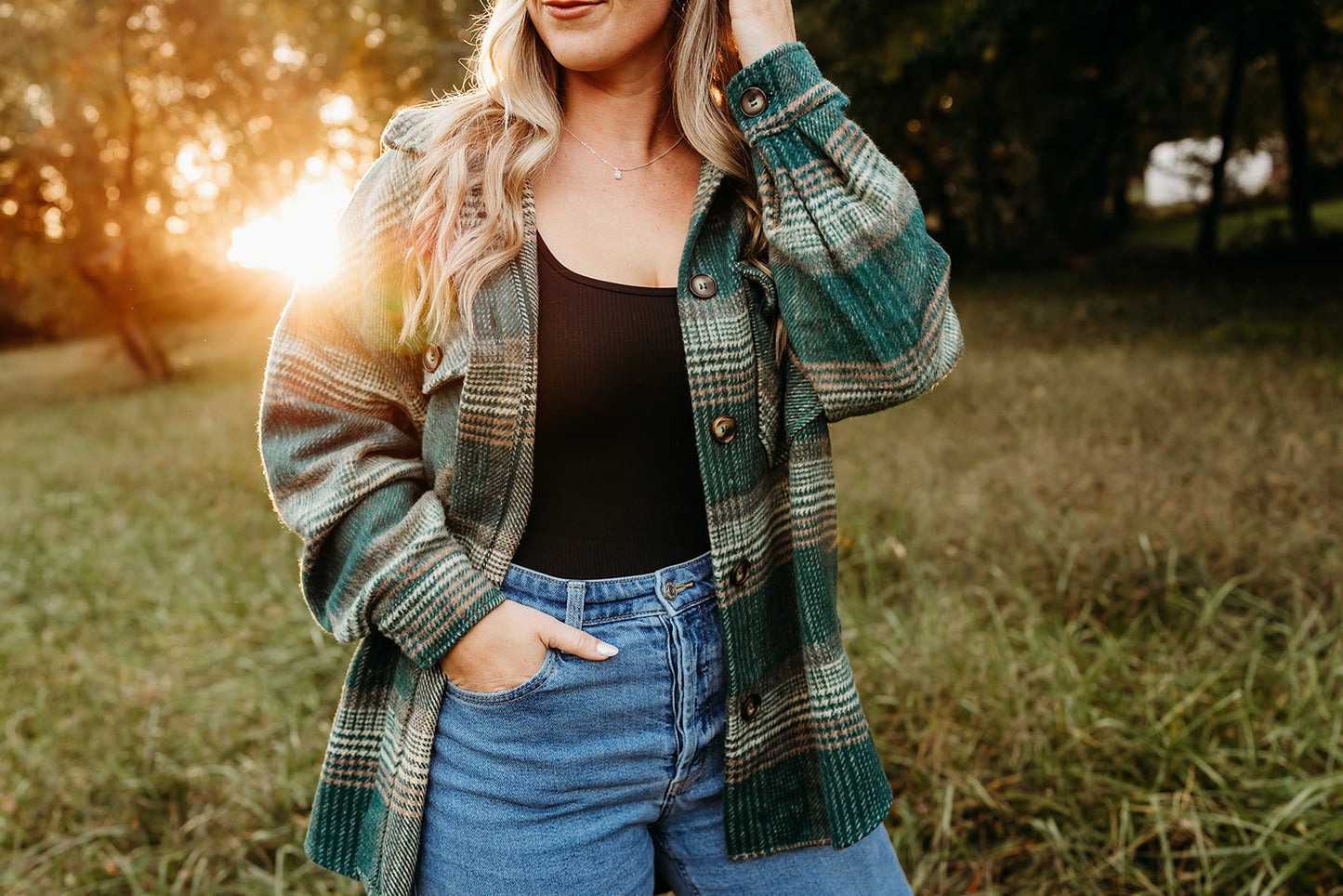 Green Plaid Shacket