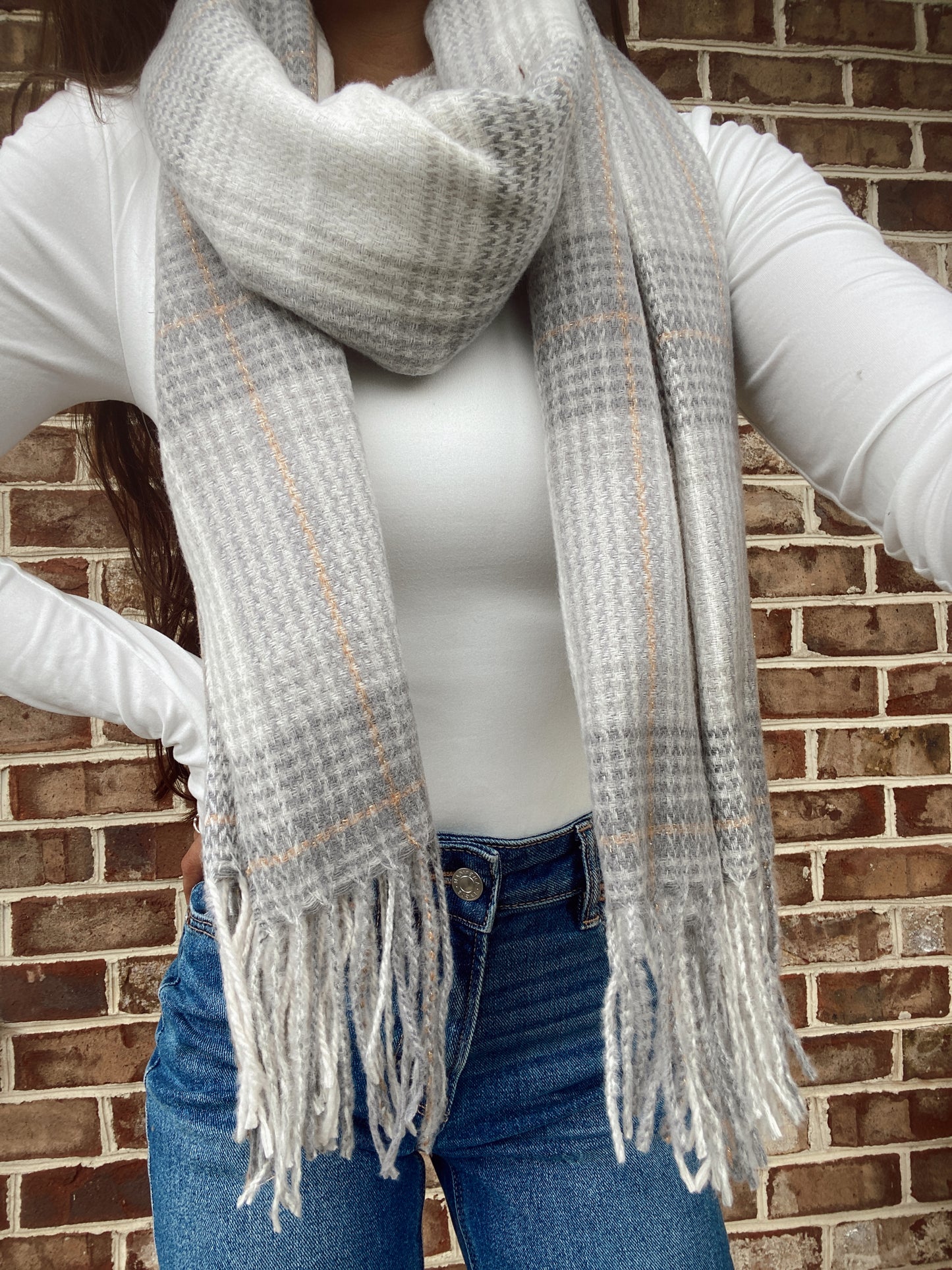 Gray Plaid Scarf