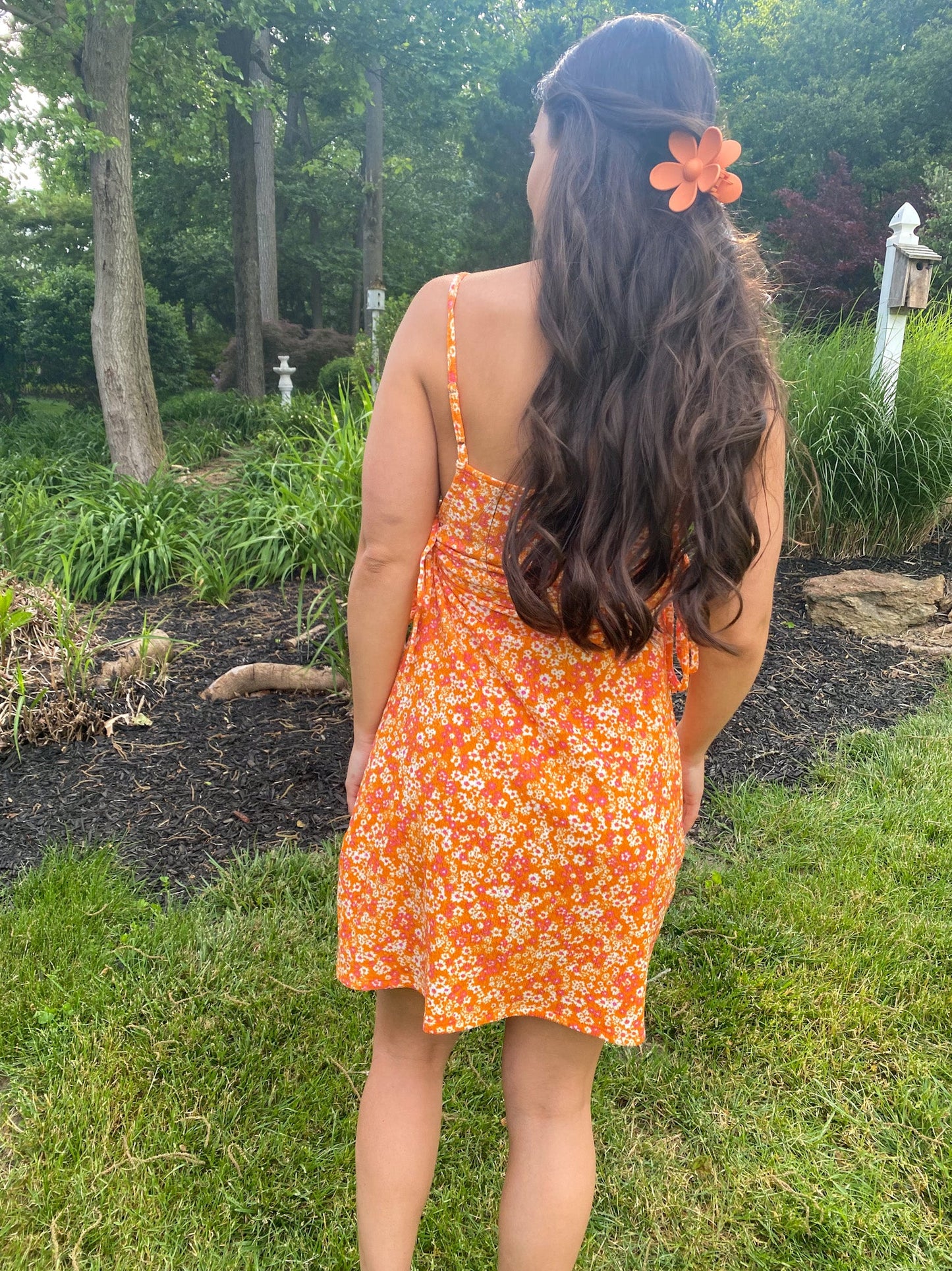 Orange Floral Dress - Dreamlee Boutique