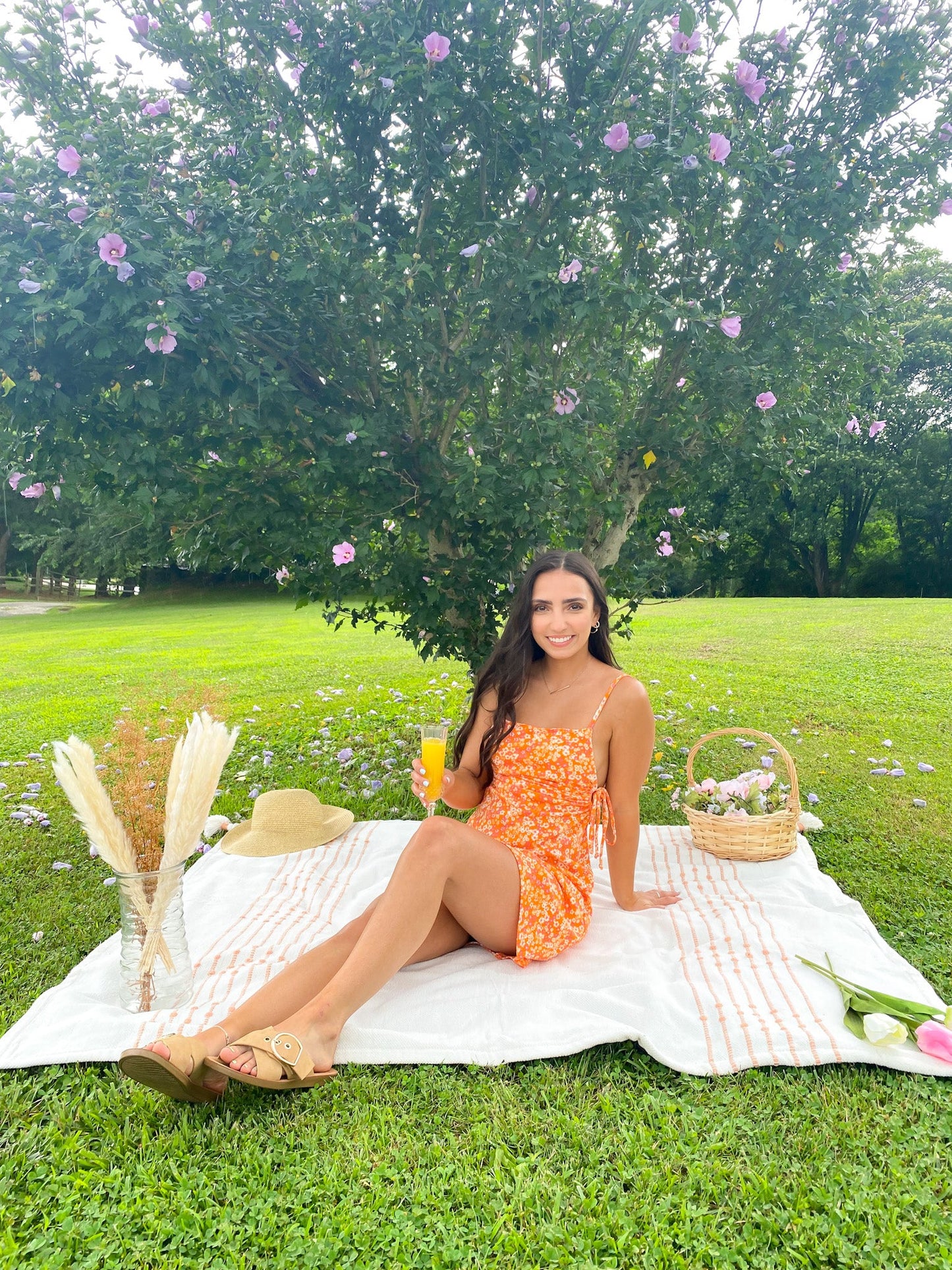 Orange Floral Dress - Dreamlee Boutique