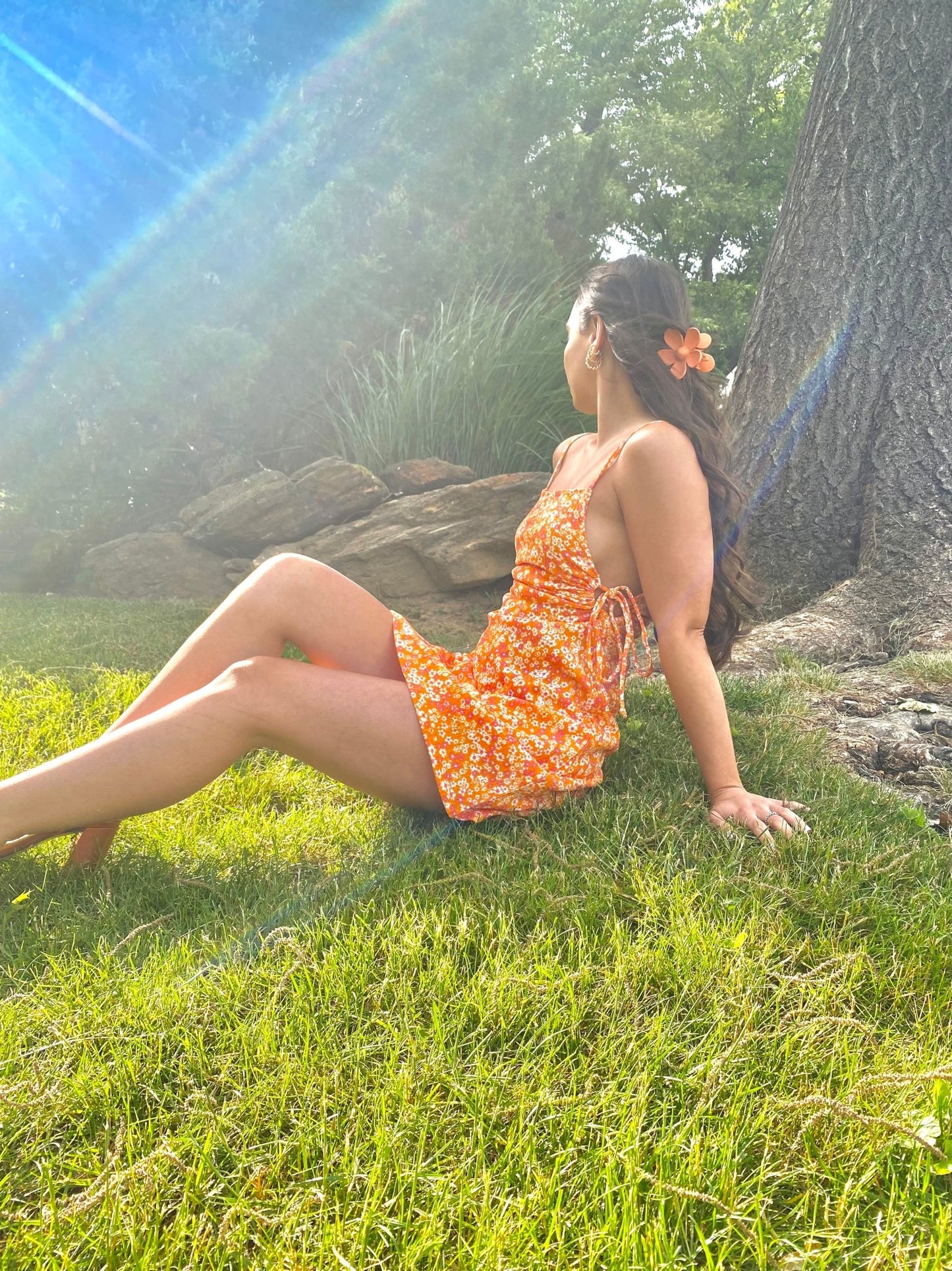 Orange Floral Dress - Dreamlee Boutique