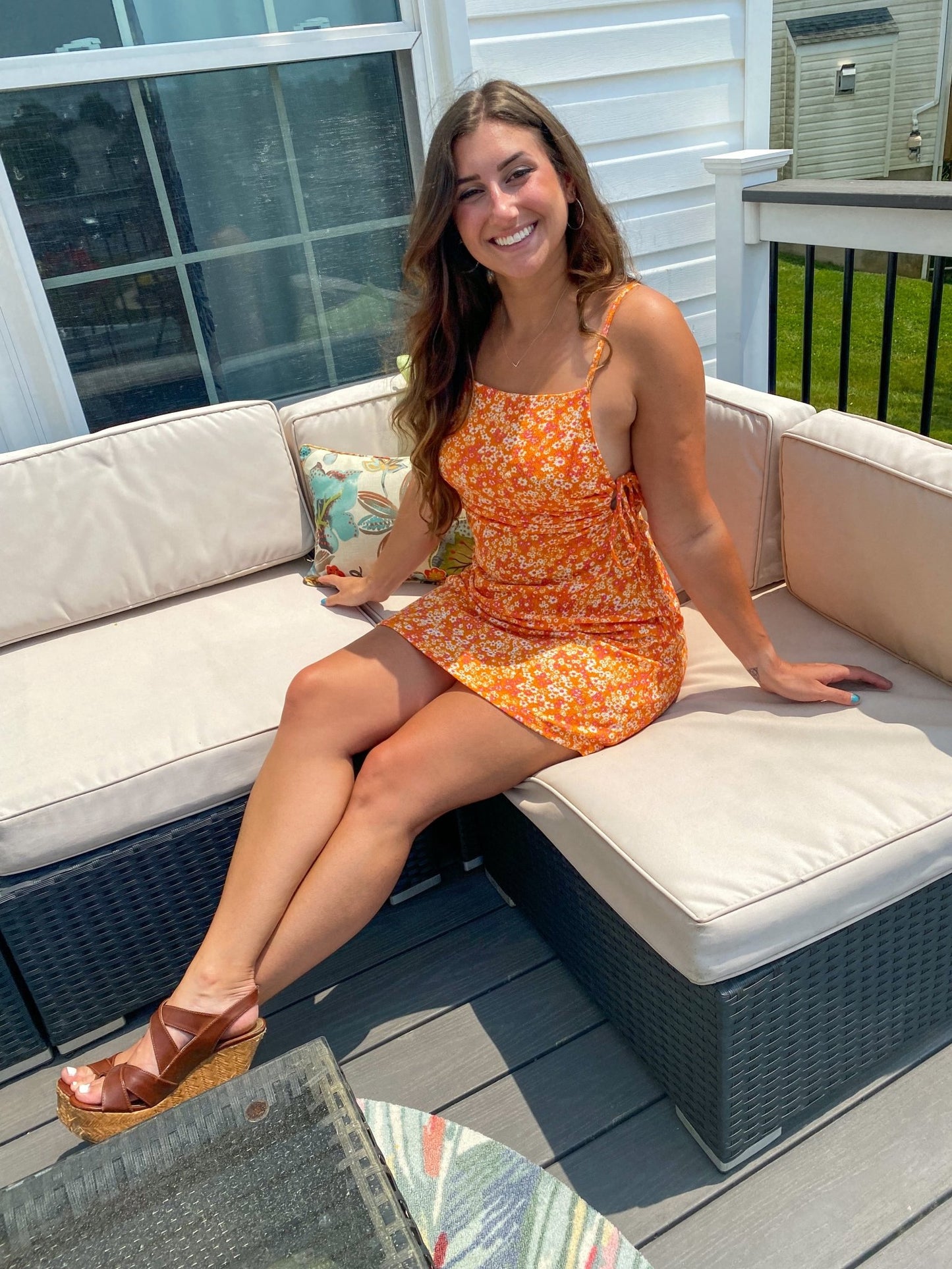 Orange Floral Dress - Dreamlee Boutique