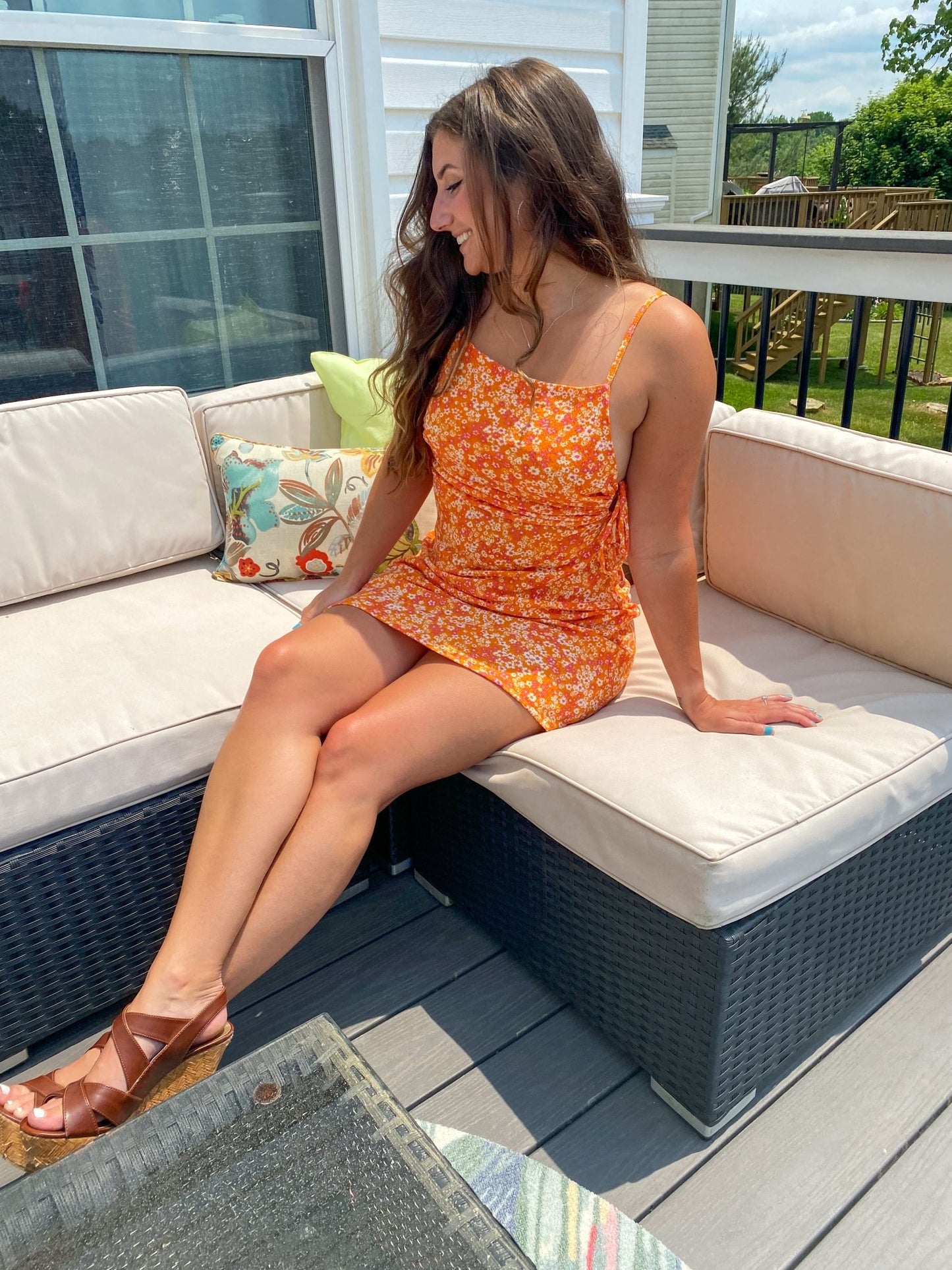 Orange Floral Dress - Dreamlee Boutique