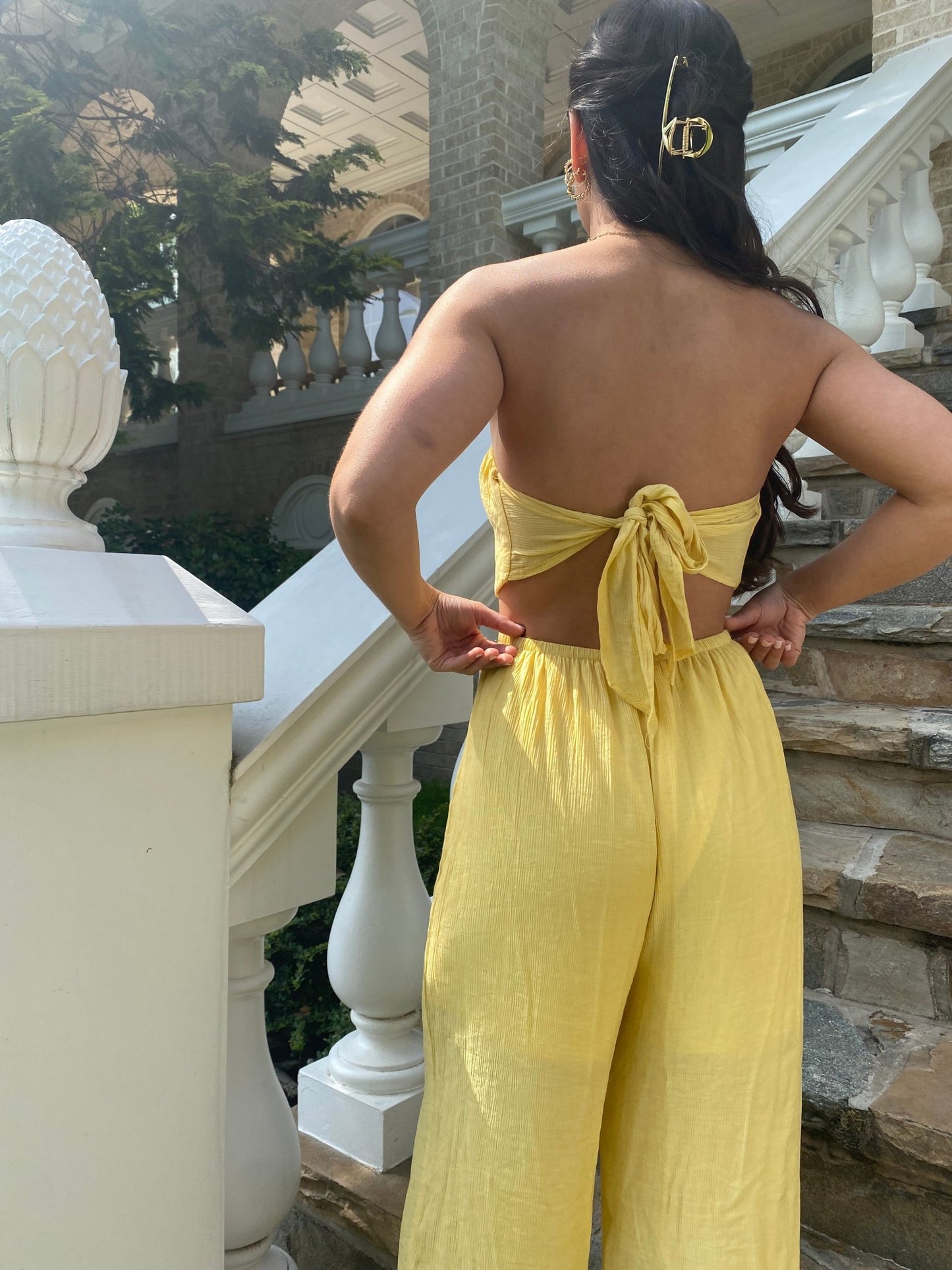 Strapless Yellow Jumpsuit - Dreamlee Boutique