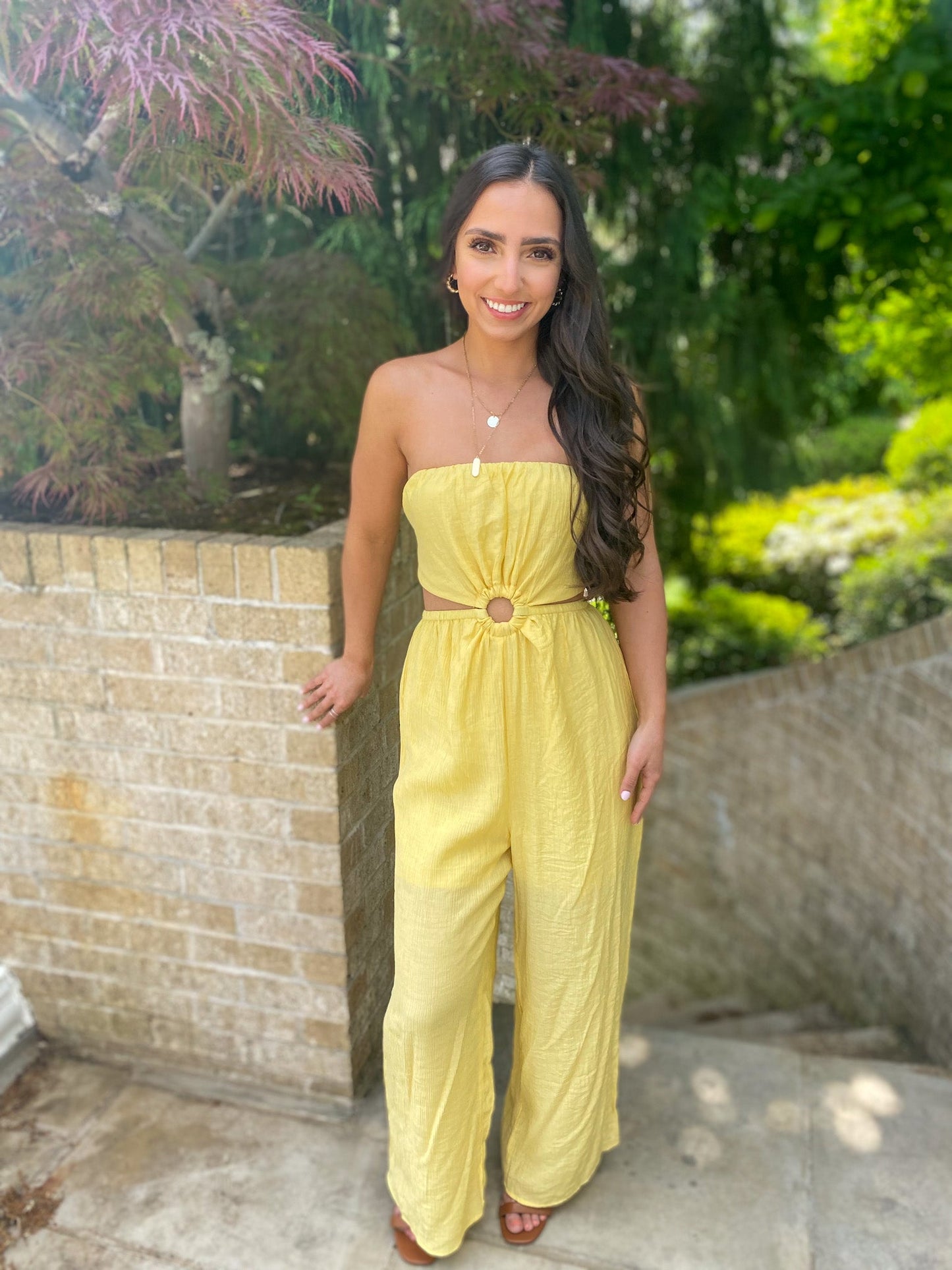 Strapless Yellow Jumpsuit - Dreamlee Boutique