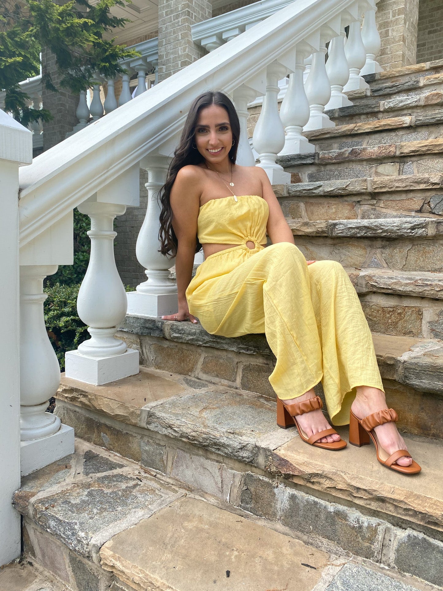 Strapless Yellow Jumpsuit - Dreamlee Boutique