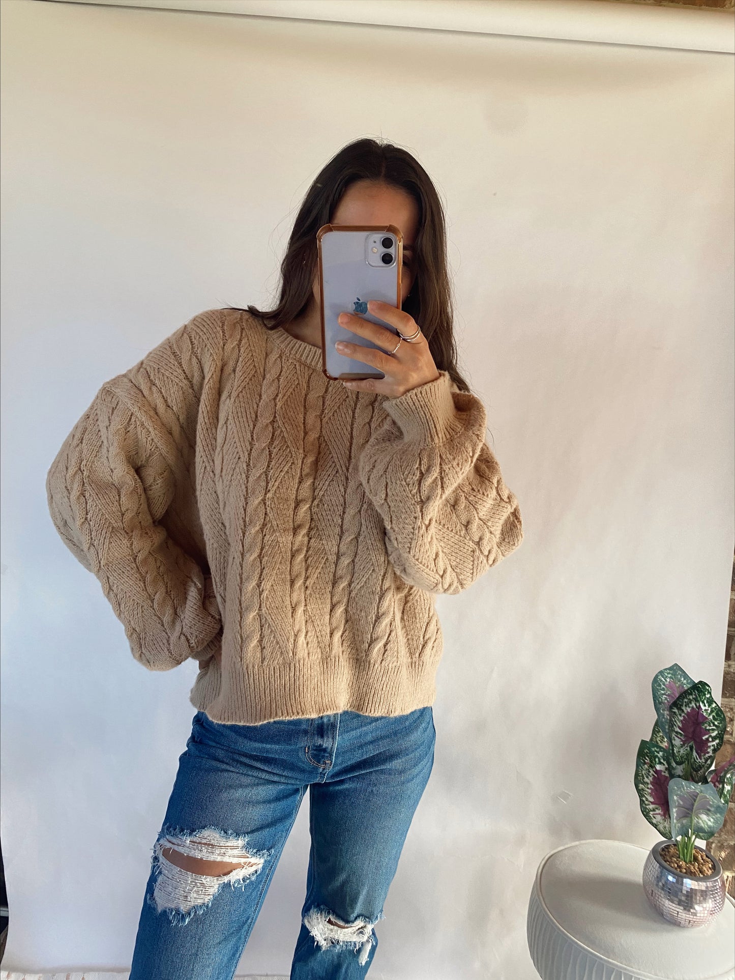Taupe Crew Neck Sweater