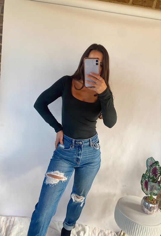 Buttery Basic Hunter Green Top