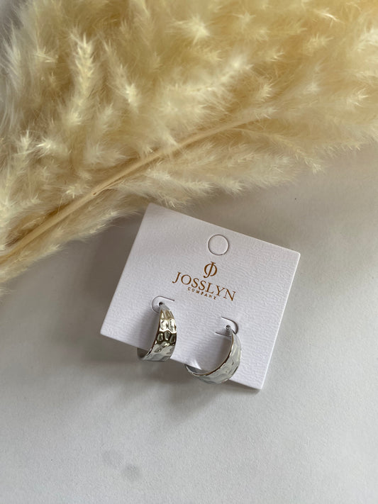Stainless Steel Silver Textured Hoops