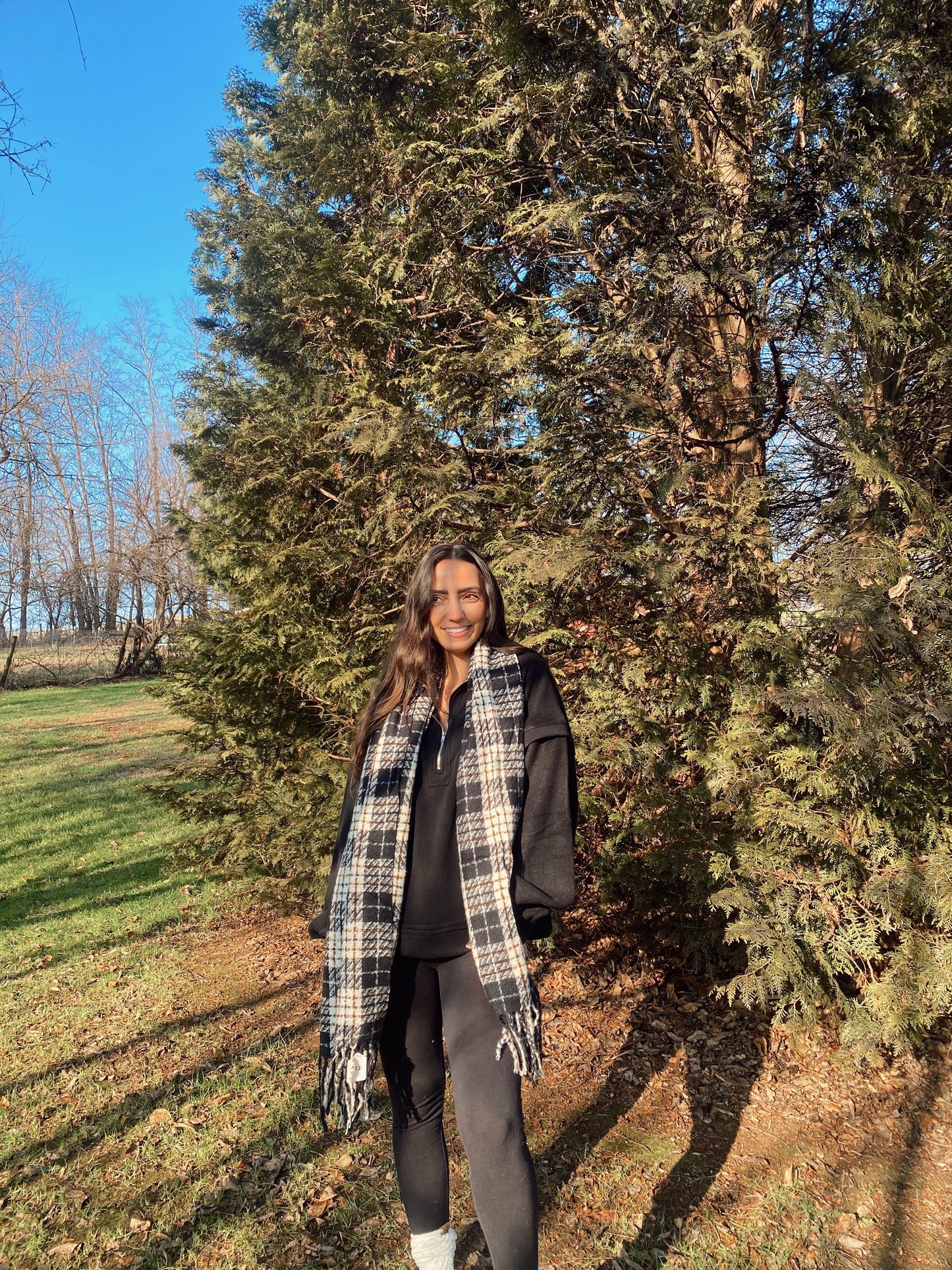 Black Checkered Blanket Scarf