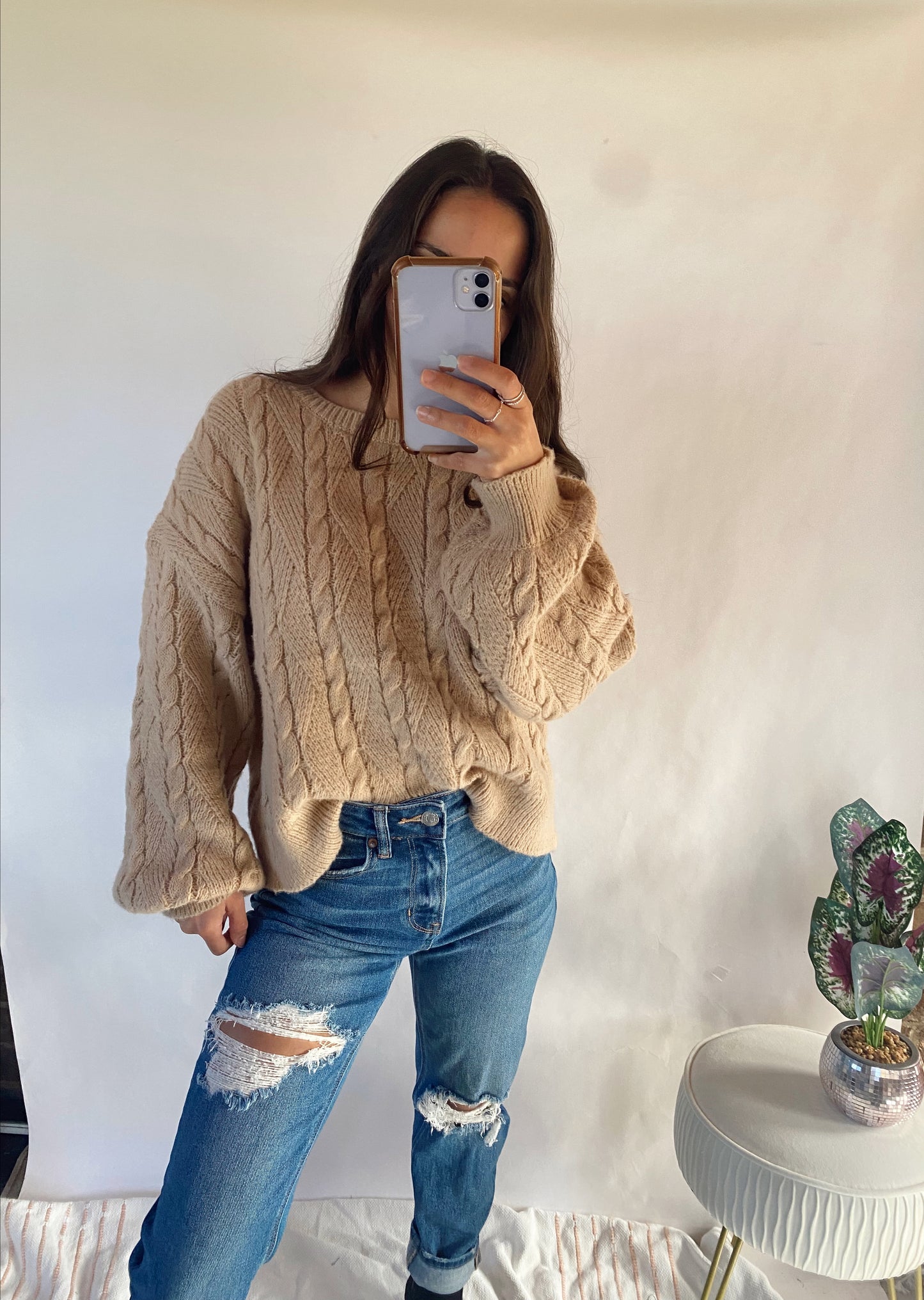 Taupe Crew Neck Sweater