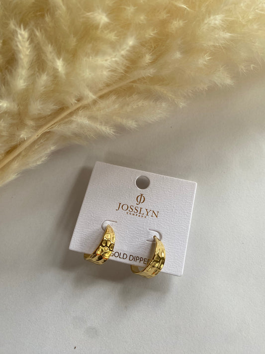 Stainless Steel Gold Textured Hoops