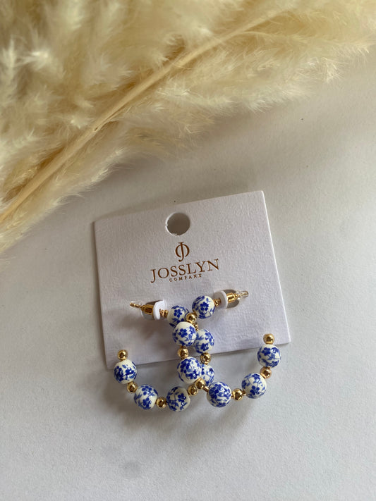 Blue Porcelain Hoops