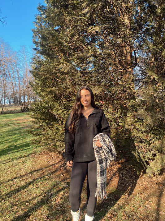 Black Quarter Zip Up Jacket