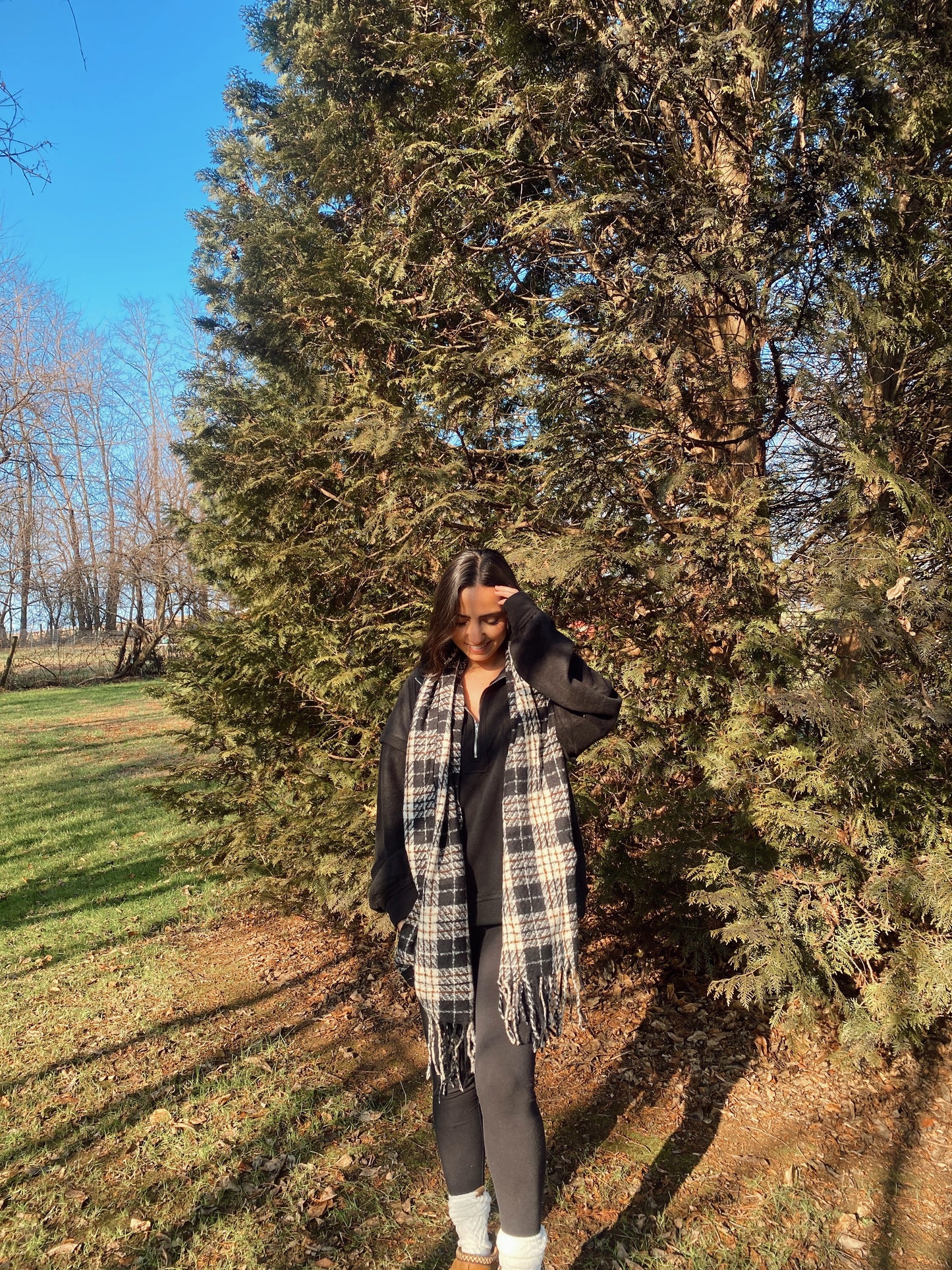 Black Checkered Blanket Scarf