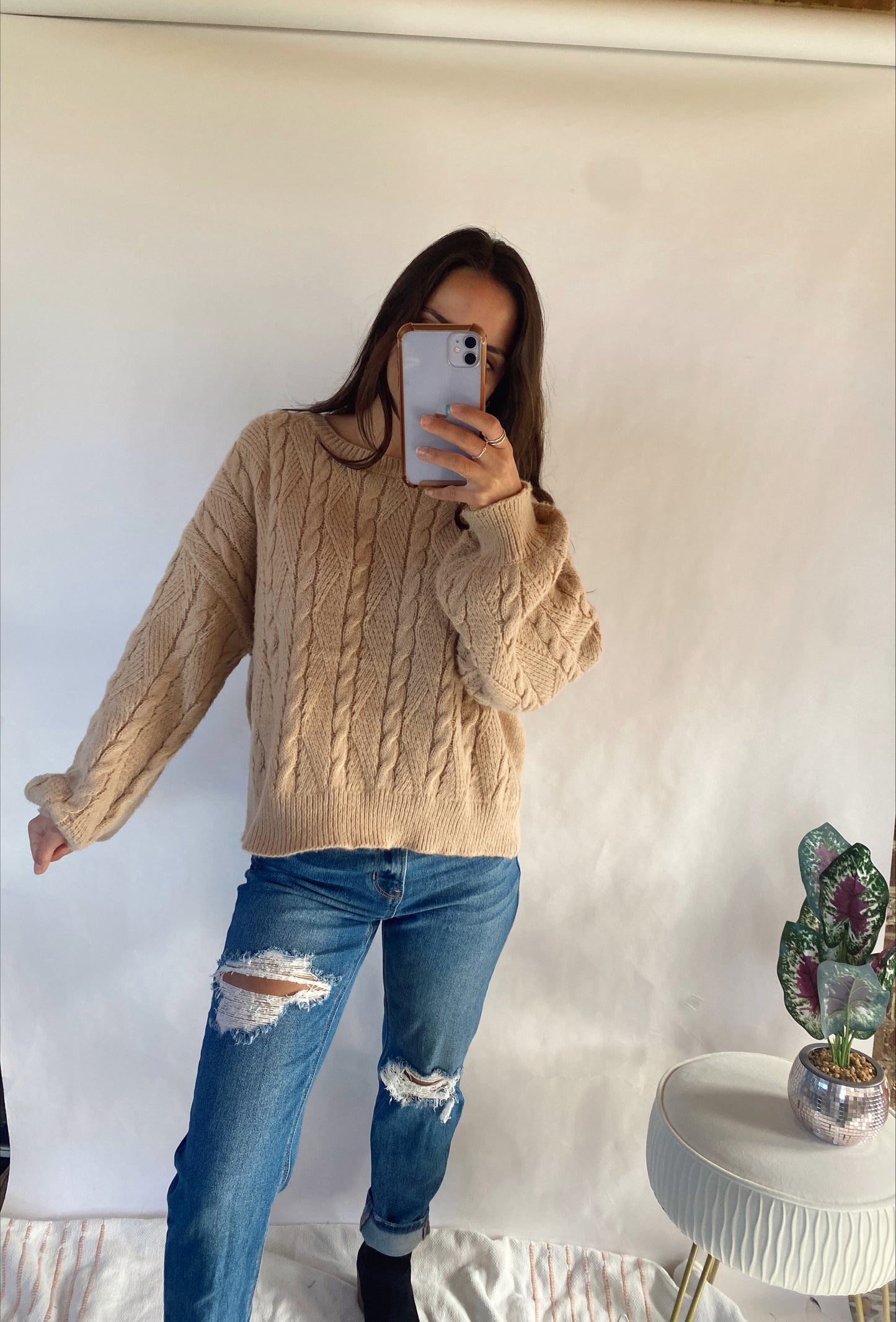 Taupe Crew Neck Sweater