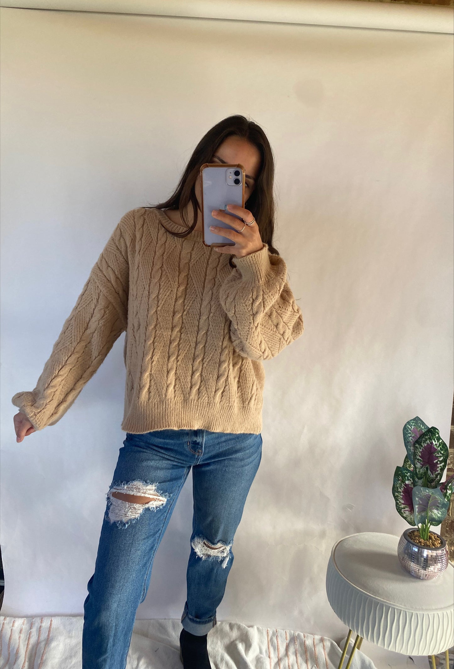 Taupe Crew Neck Sweater