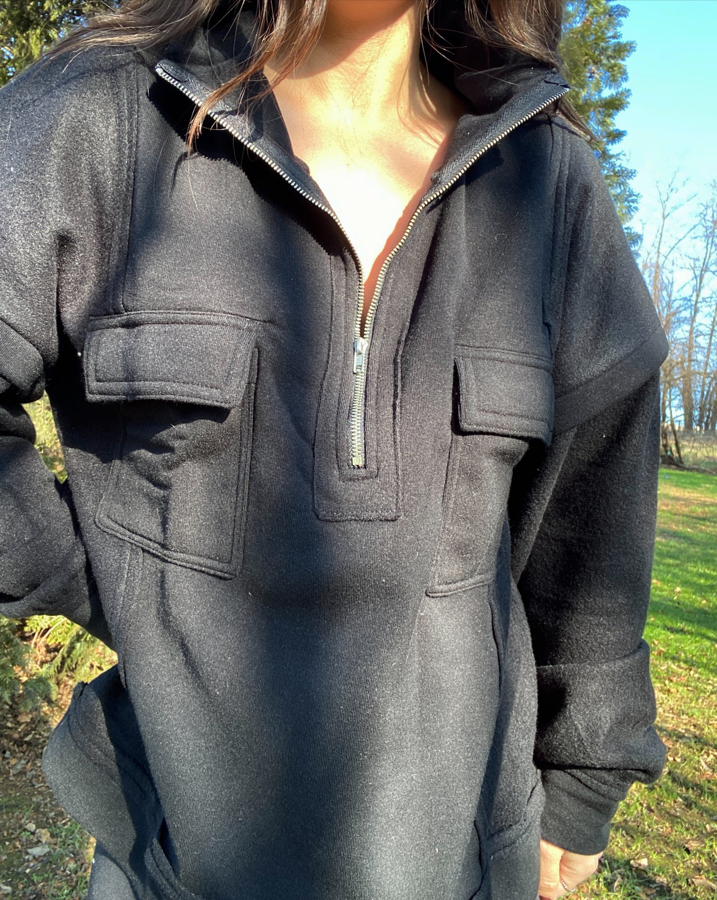 Black Quarter Zip Up Jacket