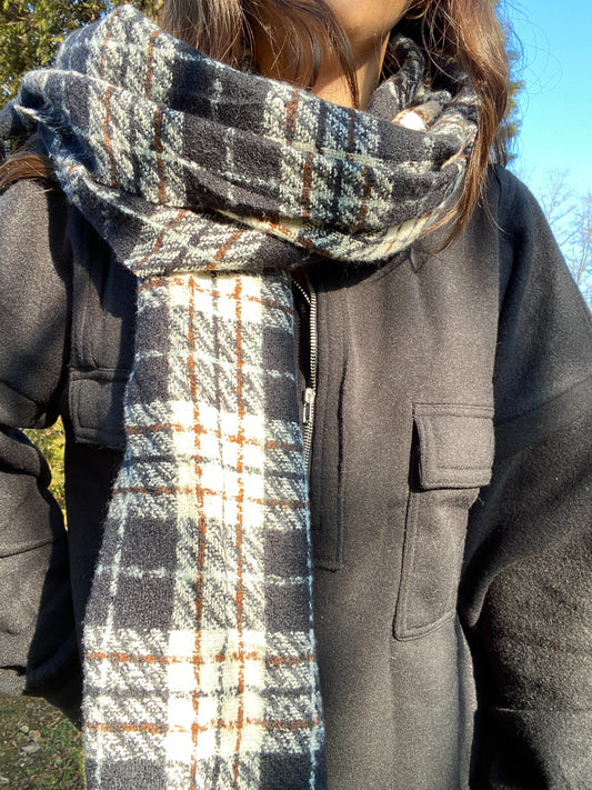 Black Checkered Blanket Scarf