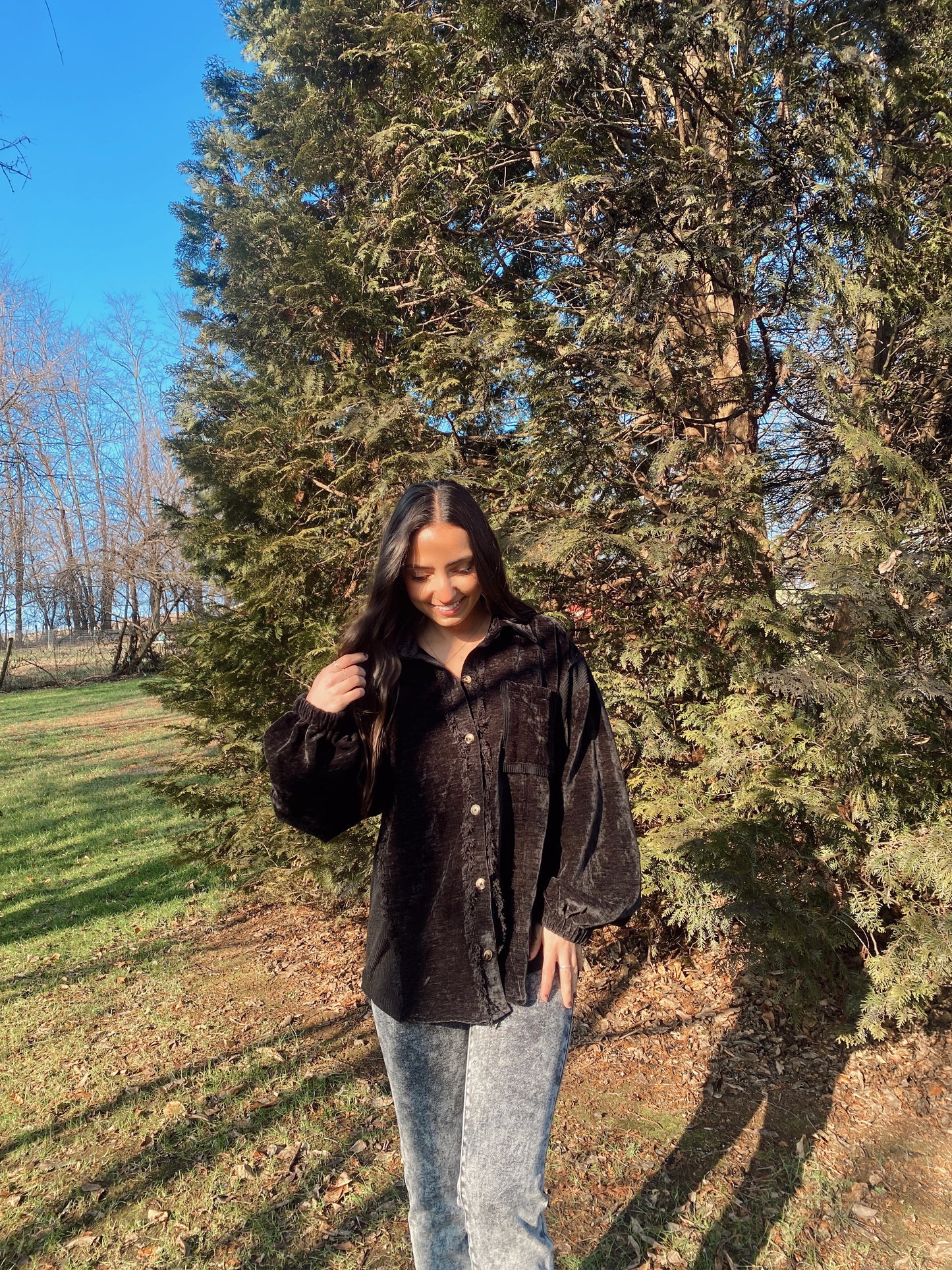 Black Fringe Shacket