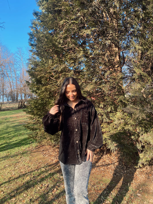 Black Fringe Shacket