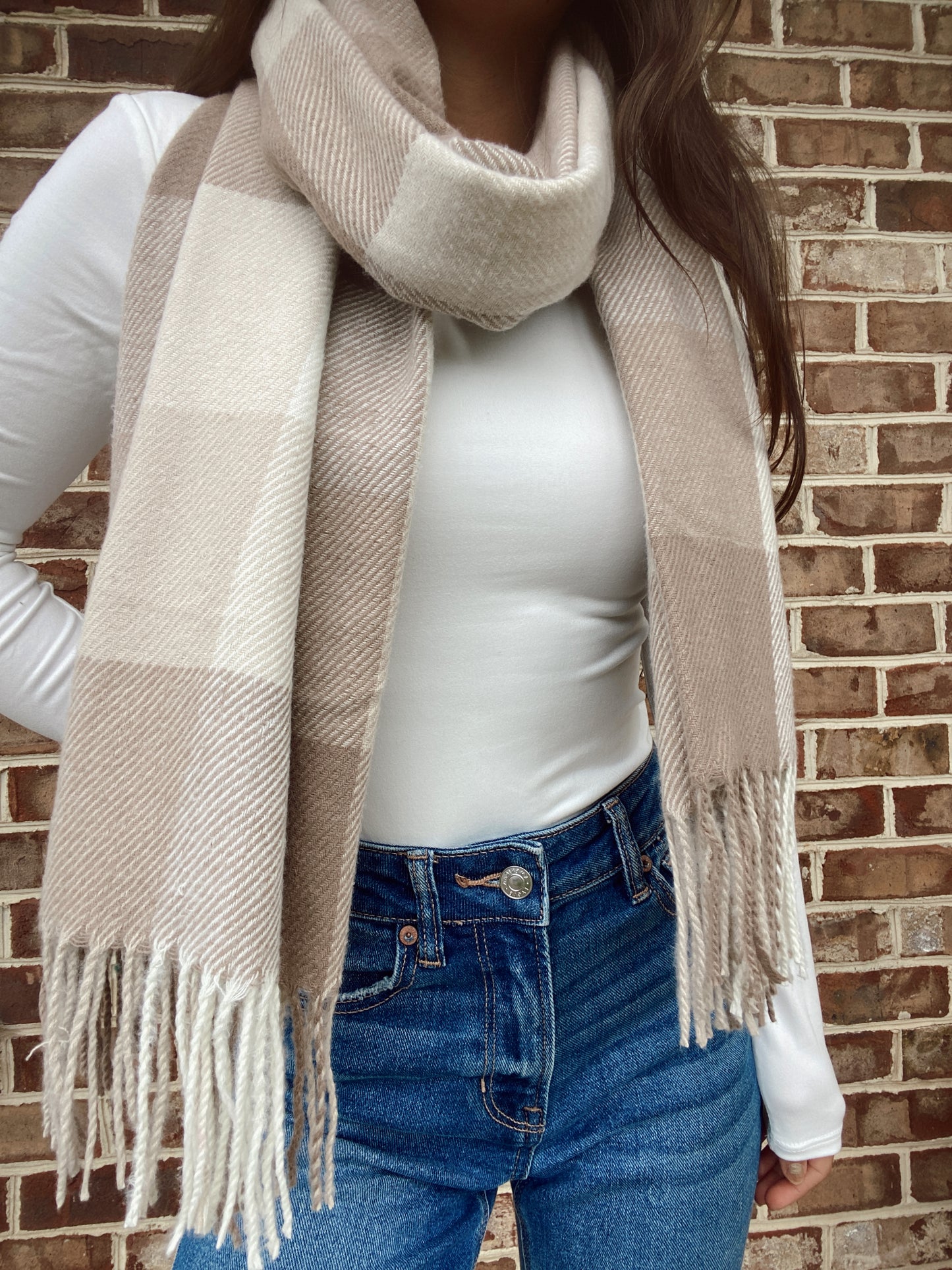 Neutral Plaid Scarf