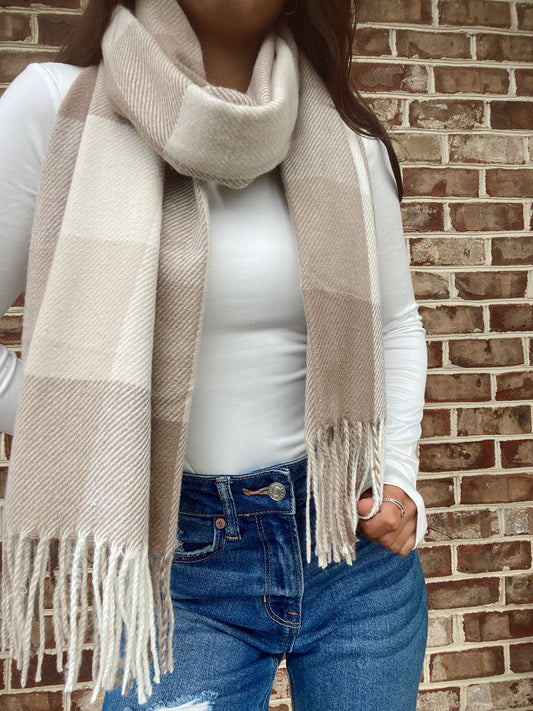 Neutral Plaid Scarf