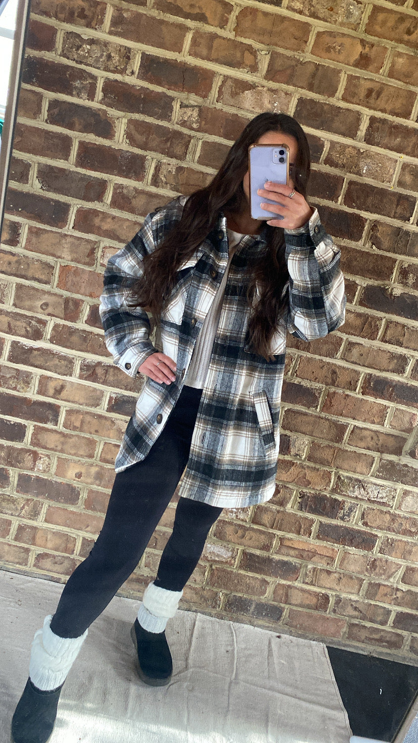 Black Plaid Sherpa Jacket