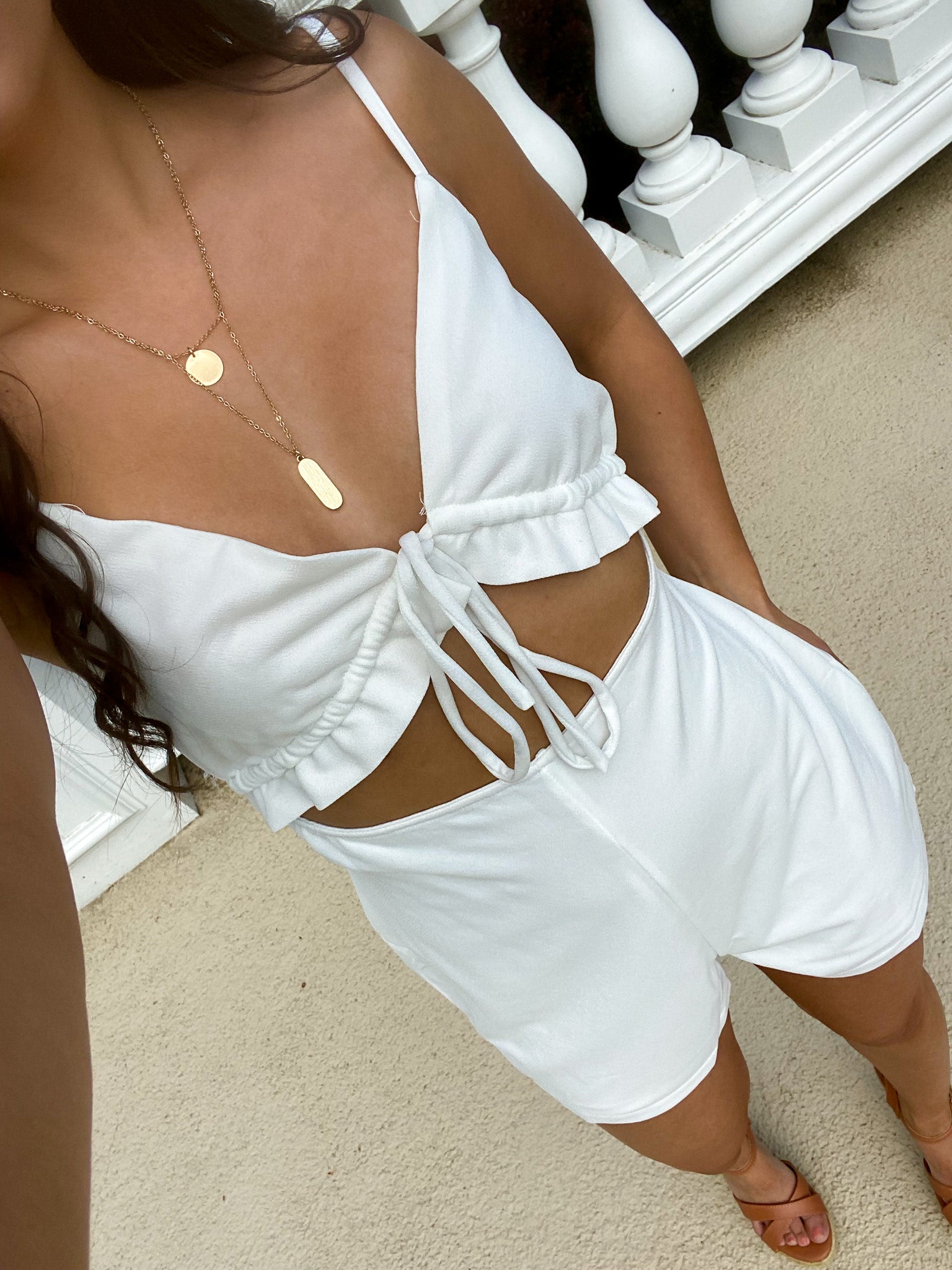 Just Beachy Tie Front Romper - Dreamlee Boutique
