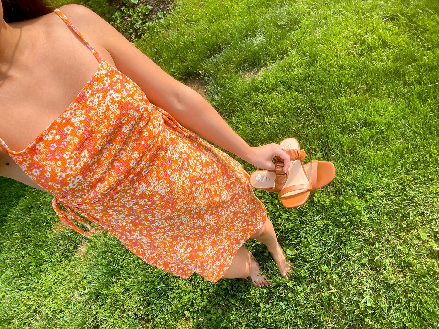 Orange Floral Dress - Dreamlee Boutique