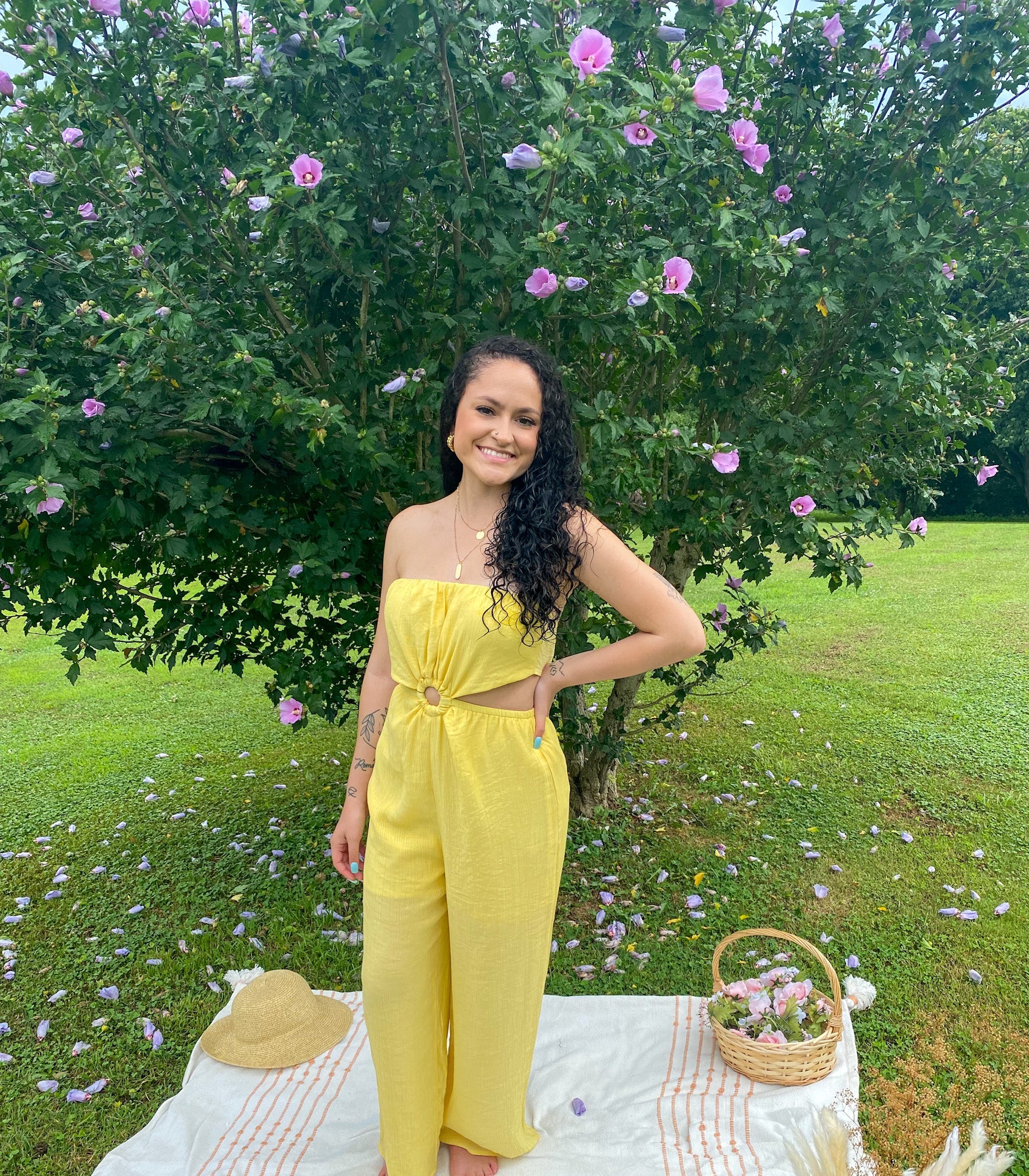Strapless Yellow Jumpsuit - Dreamlee Boutique